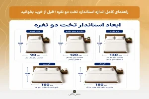 راهنمای کامل اندازه استاندارد تخت دو نفره